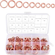 200pcs Copper Crush Washer Kit 9 Size Metric Sealing Oil Drain Plug Banjo M5-M14