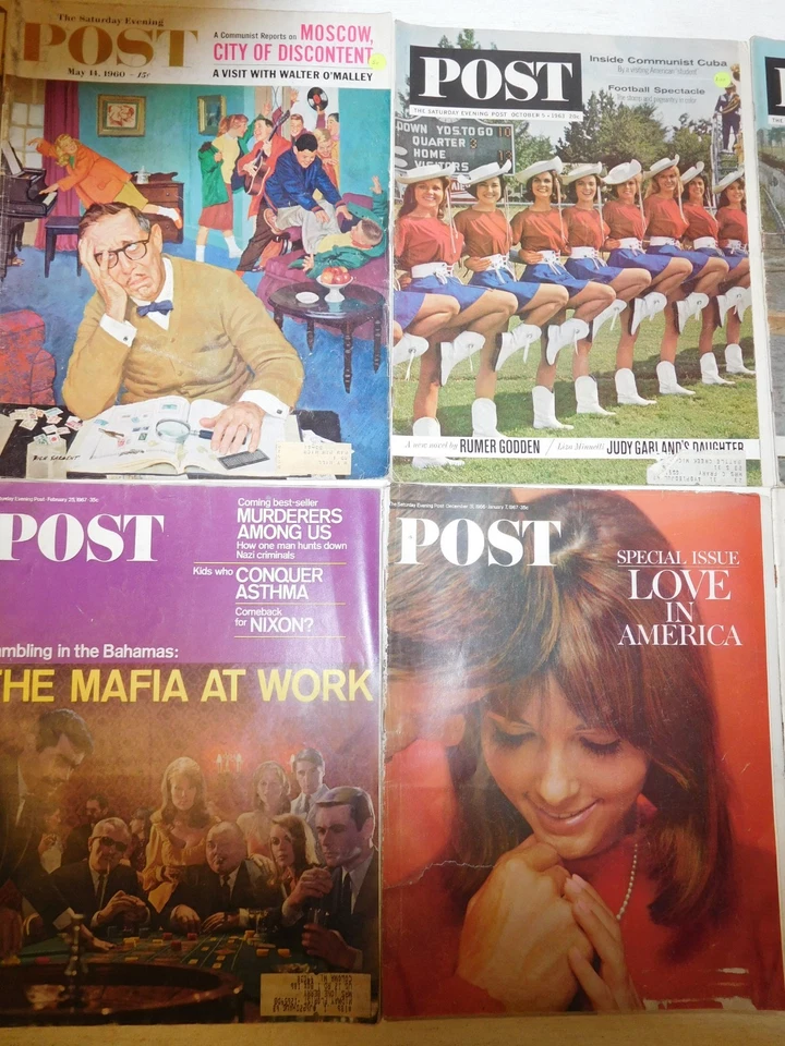 24 Vintage 1949-75 mostly late 60's Saturday Evening POST Magazine Lot ~ RReagan - Image 3 of 4