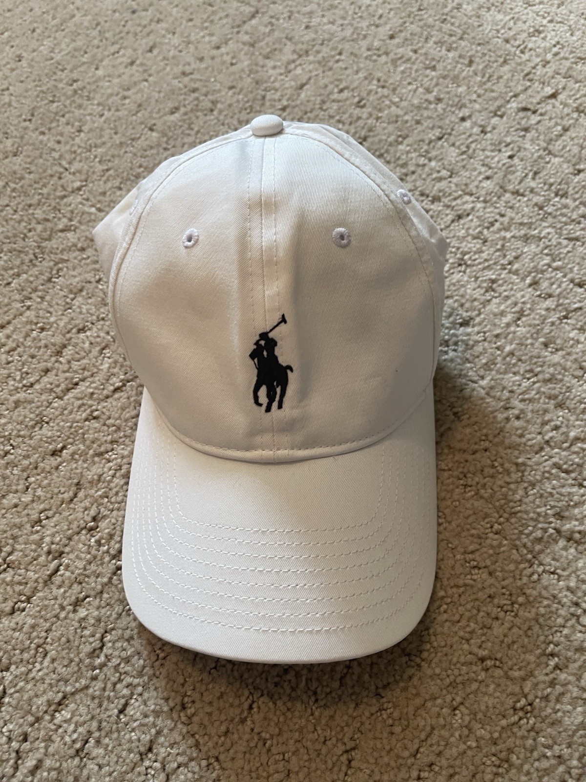 Cappello Baseball Vintage Polo Sport Classico Pony Iconico Logo Ricamato Bianco Pattumiera 2