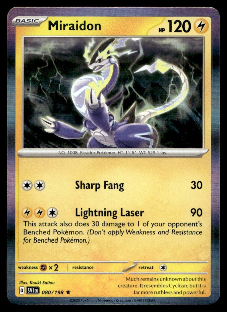 Miraidon 80/198 Pokemon Card Scarlet & Violet Rare 120 HP Holo Near Mint AM