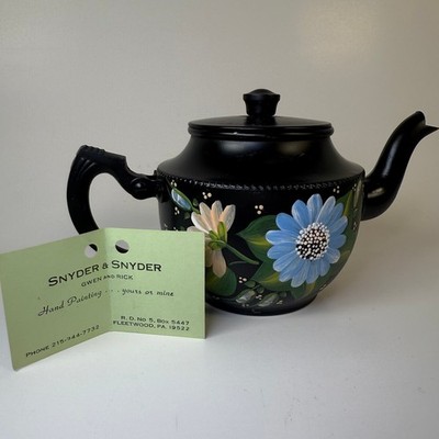 Vintage Sona Ware Aluminum Teapot Hand Painted Floral Snyder & Snyder England