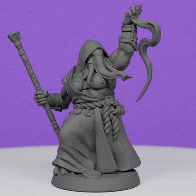 Weiblicher Elfenbeinpriester Casting Magic Flames | Artisan Guild Miniatures