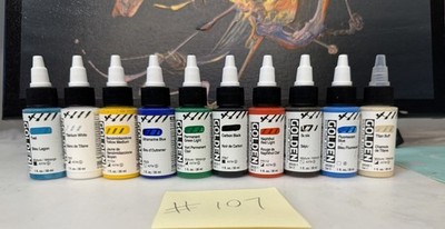 LOT OF 10 Golden High Flow Acrylics 1 fl. oz. /30 ml Sealed No Duplicates LOT107
