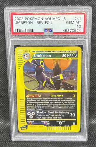 2003 POKEMON AQUAPOLIS #41 UMBREON - REVERSE FOIL RARE PSA 10