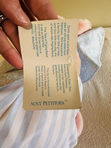 Vintage Eden Toys Beatrix Potter Aunt Pettitoes Pig Plush 14" with Tag EUC! - Picture 9 of 14