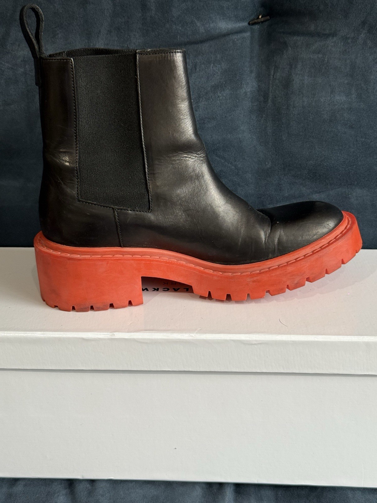 KENZO x H&M Black Orange Leather Chelsea Ankle Boots US 8 EU 39 thumbnail 10