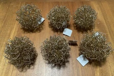 6 PIER 1 Gold Glitter Wire Spheres Ornaments Orbs Bowl Fillers  4”
