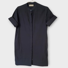 Everlane Womens Dress Size 4 Navy Short Sleeve Shirt Dress Cotton Poplin Tabs