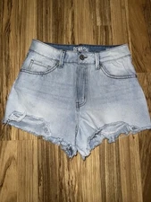 Rewash Womens Shorts Size 7 28 Blue Denim Stretch High Rise Cheeky Hot Pants