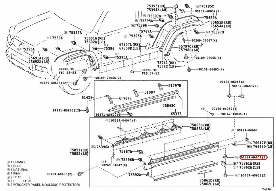Toyota OEM Mudguard Screw Grommet 90189-06006 for Avalon Camry — 第 3/4 张图片
