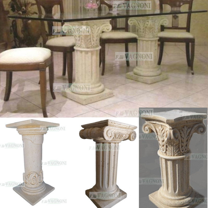 Colonne Colonna capitelli in cemento marmo tipo travertino per tavolo  pranzo - Main Image