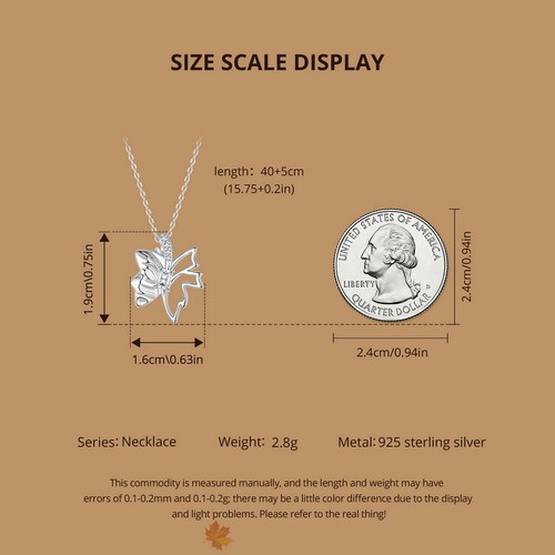 Collar Voroco Plata 925 Otoño Hoja Mariposa Joyería Elegante Para Mujer Regalos - Imagen 6 de 12