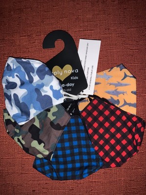 Simply Nova Mask-a-day 5 pack non medical reusable face masks KIDS 5-8 yrs old