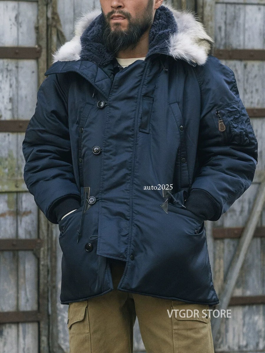 Rugged Bronson N-3A Snorkel Parka Dark Blue Cold Weather Fur Hood