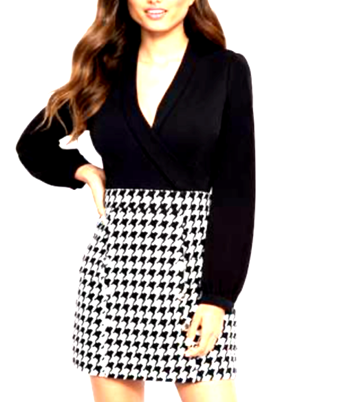 Black Long sleeve in Dress Siz 12 Tweed Boucle Knitted Wrap