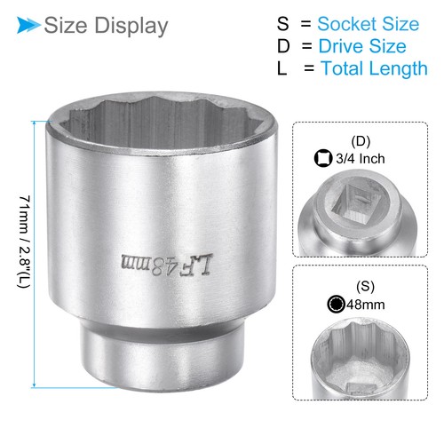 12-Point Impact Socket 3/4-Inch Square Drive 48mm Socket Alloy Steel - Picture 2 of 6