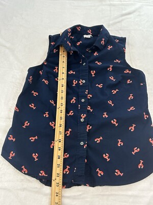 Women's J. Crew Factory Shirt Size Small Navy Lobster Print