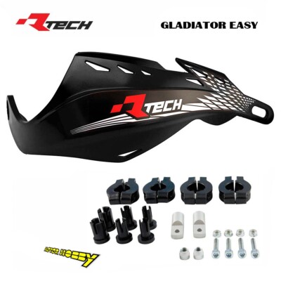 RTECH GLADIATOR EASY ENDURO MOTARD UNIVERSAL HANDSCHÜTZER SCHWARZ + MONTAGESATZ