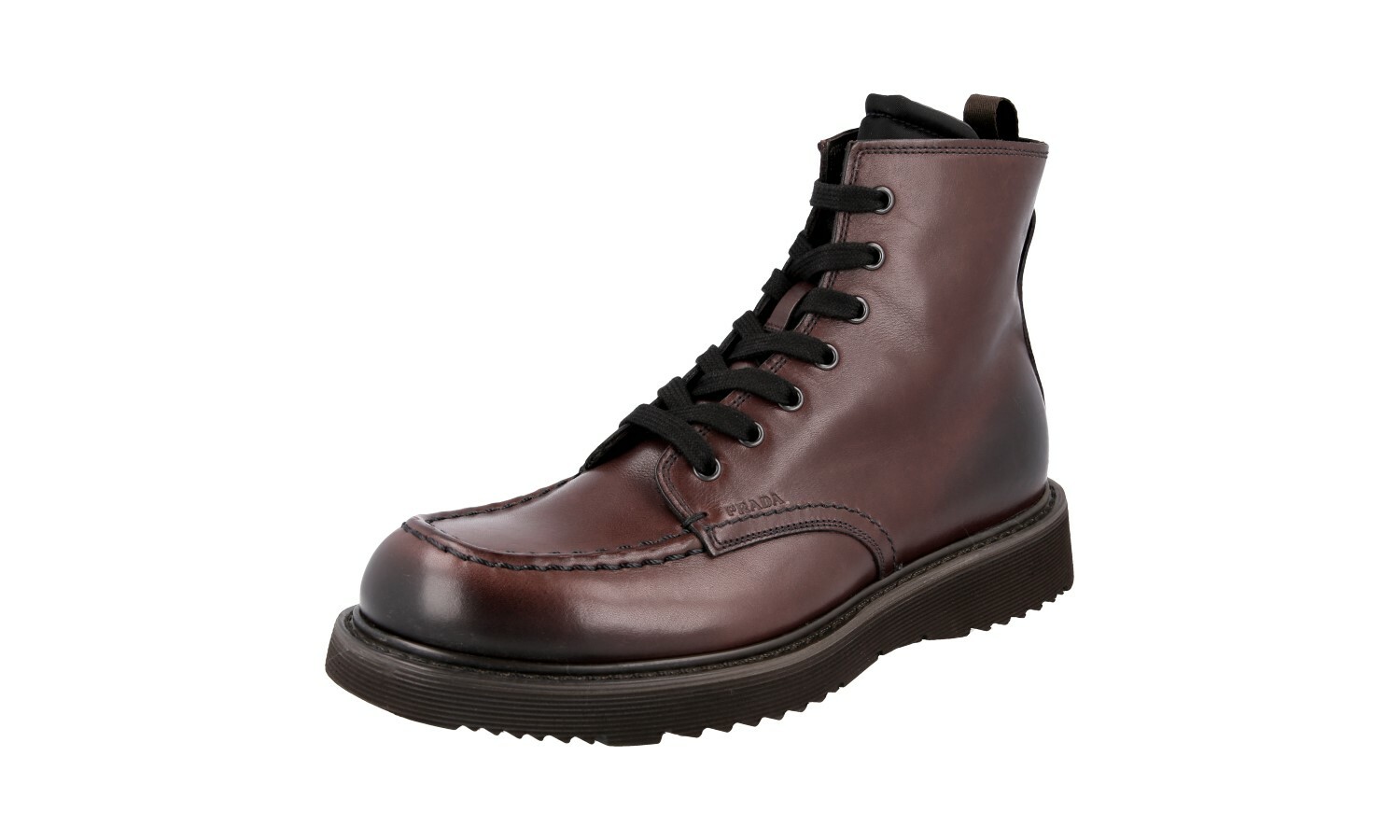AUTH LUXURY PRADA HALF-BOOT SHOES 2TG003 CORDOVAN LEATHER NEW image 2