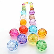 Craft DIY Colour Transparent Acrylic Faceted Round Beads 6mm-12mm Loose Spacer