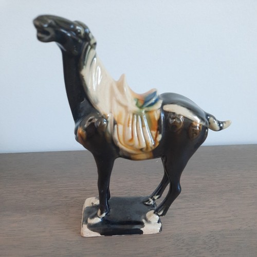 VTG 5” Chinese Tang Dynasty Style Glazed Horse Warrior Statue Figurine Signed