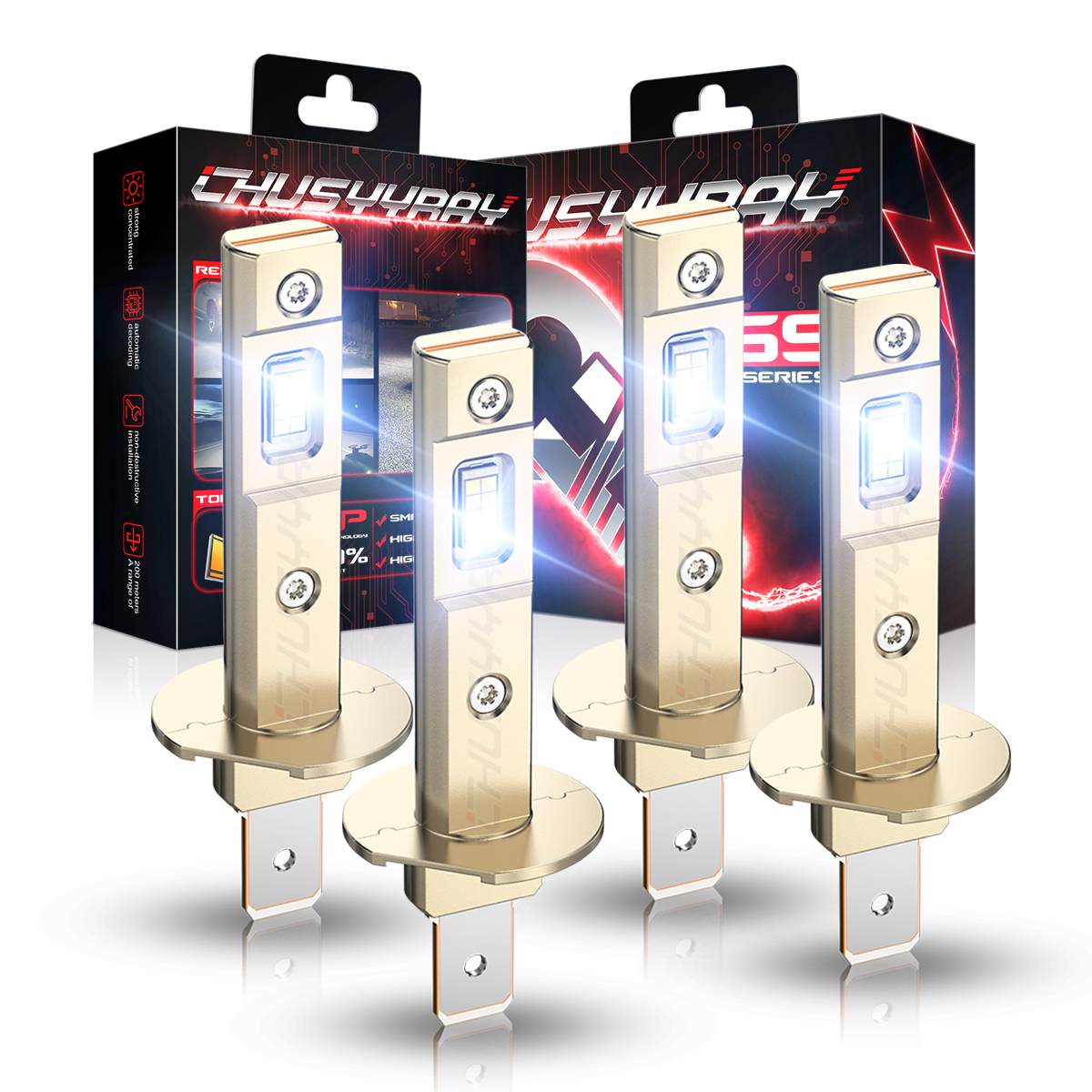 10,000LM H1 CSP LED Headlight Kit High/Low Beam 6500K White 4pc