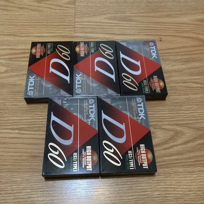 Lot Of 5 New TDK D60 High Output Blank Audio Cassette Tapes IECI/Type I