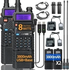 2 PACK Long Range Walkie Talkie 100 Mile Two Way Radio Charge Headset Waterproof