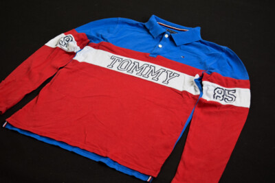 Tommy Hilfiger Polo Longsleeve T-Shirt Sweater Vintage Rugby Casual Spellout 176
