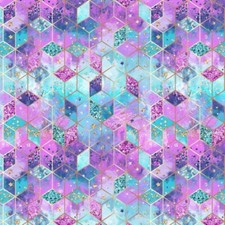 100% Cotton Digital Fabric Geometric Glamour Blocks Stars 140cm Wide