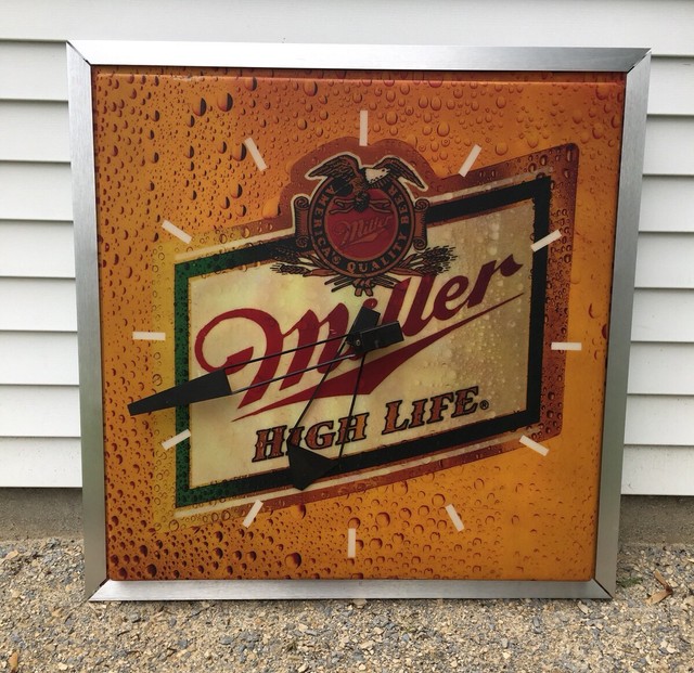 Vintage Miller Beer Sign High Life Lighted Clock Huge 37” X 37” eBay