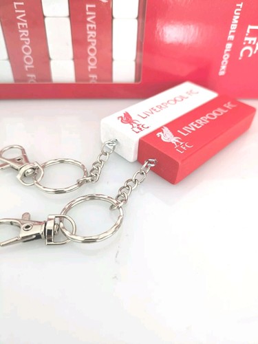 Liverpool FC Upcycled Tumble Tower Block Keyrings/Bag Tag Red N White Blocks - Picture 2 of 7