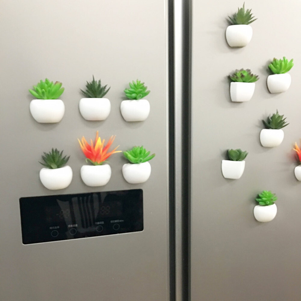 Vase Fridge Artificial Plant Flower Sticker