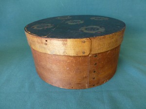Primitive Antique Wooden Pantry Box W Copper Nails Painted