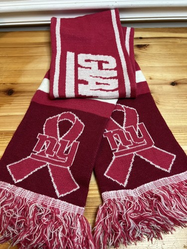 NY New York Giants NFL Pink Ribbon Breast Cancer Awareness Winter Scarf - Picture 4 of 6