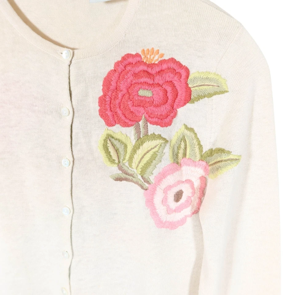 Редкий винтажный кардиган Y2K ODILLE ANTHROPOLOGIE с цветочной вышивкой павлин размер S - Изображение 4 из 4