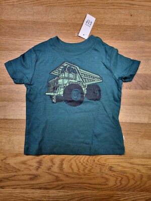 GAP T-Shirt kurz Gr. 74 80 86  12 - 18mon grün  Bagger Kipplader Bulldozer NEU