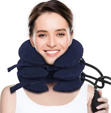 Cervical Neck Traction Device ​for Neck Pain Relief, Adjustable Inflatable(Blue)