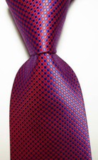 New Classic Dot Red Blue JACQUARD WOVEN 100 Silk Men's Tie Necktie