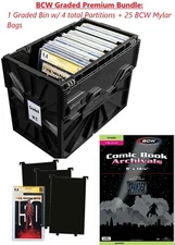 BCW Plastic CGC Graded Comic w 4 Partitions +25 BCW 2M Mylar Graded Bags Bundle