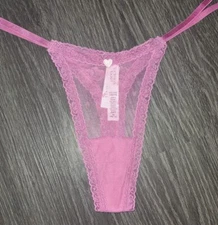 Vs Heart lace String thong NEW SIZE Small Hot Pink