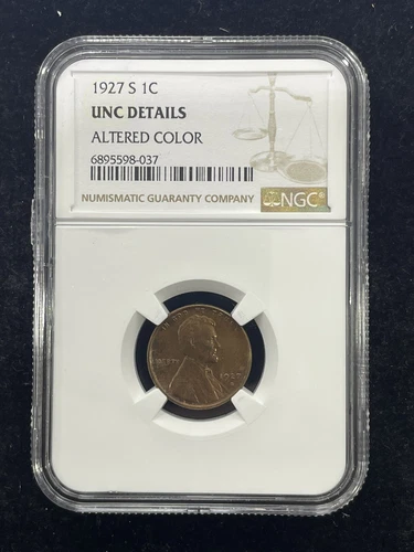 1927 S Lincoln Wheat Cent 1C Penny NGC UNC Details Altered Color