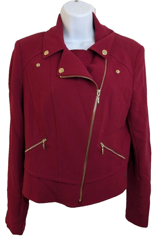 White House Black Market, Chaqueta Moto, Roja, Talla M Foto 2 de 4