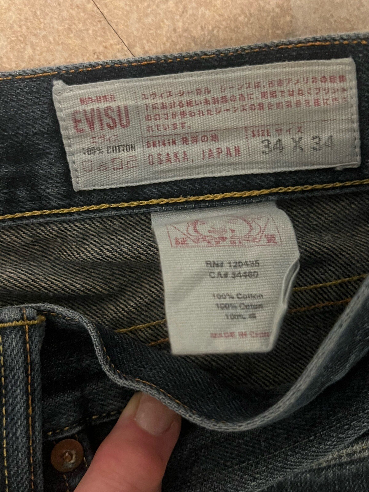 Vintage Evisu Jeans Mens size 34 X 34 - image 5