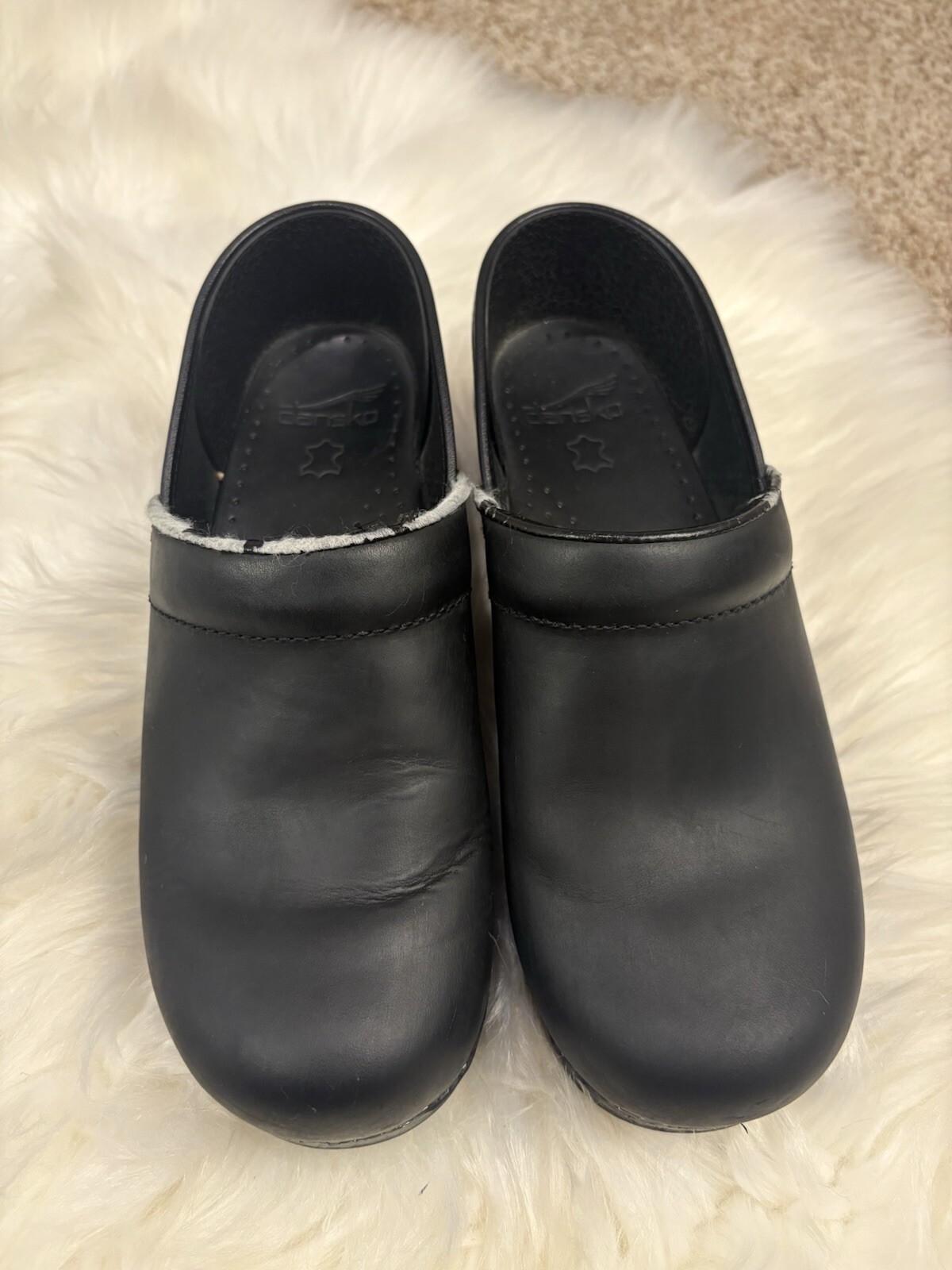 Dansko Women’s Size 39 Professional Cabrio Black Leather Slip-On Wedge Clogs-image