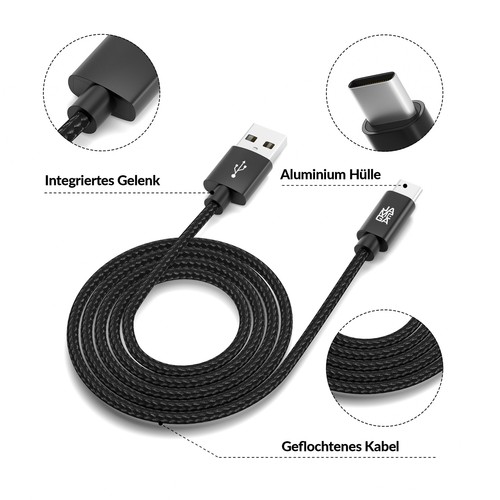 0,5m USB-C Kabel Nylon Szybkie ładowanie Kabel do transmisji danych do Samsung Huawei HTC LG - Zdjęcie 4 z 7