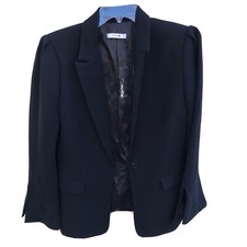 Mango Suit Womens Black Blazer Suit Coat Formal One Button Sz 8 Slit Sleeve