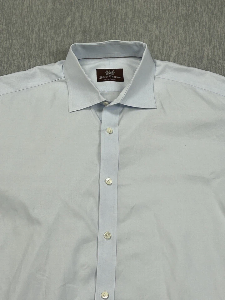 Hickey Freeman Mens 16 1/2 Blue Textured Solid Button Down Soft Casual - Image 2 of 4