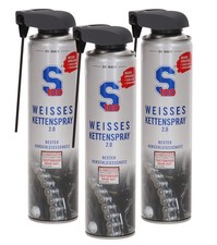 S100 Weisses Kettenspray 2.0 Kettenfett Schmiermittel 3x400ml Sparset