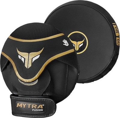MYTRA Echtleder Focus Pads Handschuhe Kickboxen Training MMA Sparring Haken & Jab